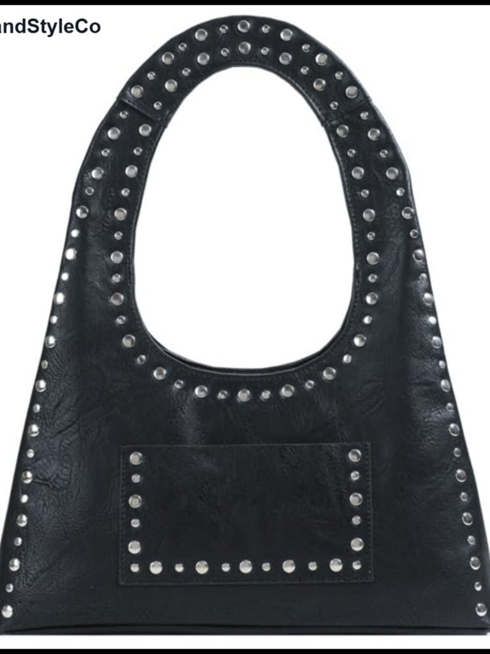 PU Leather Hobo Bag Women Studded Tote Handbag Shoulder Punk Streetwear Purse